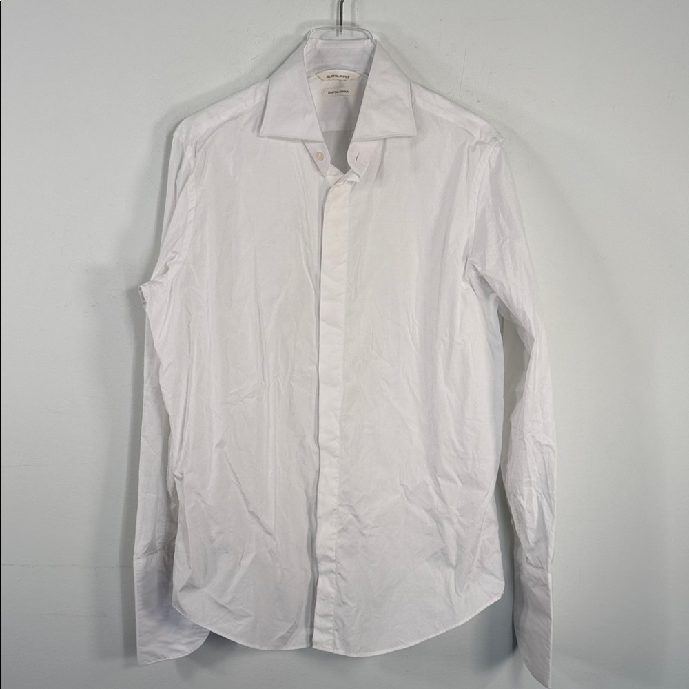 Suit Supply Men's White Slim Fit‎ Egyptian 100% Cotton Dress Shirt Sz 16-1/2 - Picture 2 of 11